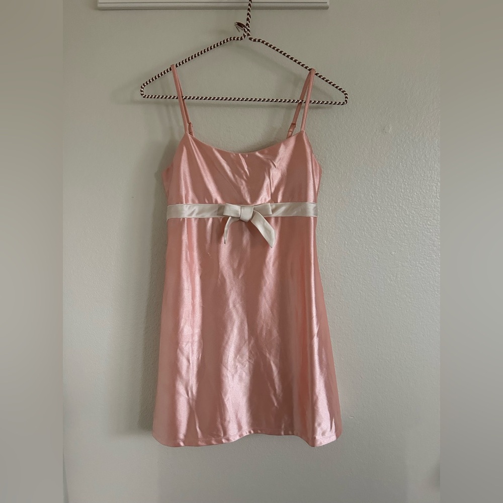 Pink Satin Babydoll Mini Dress